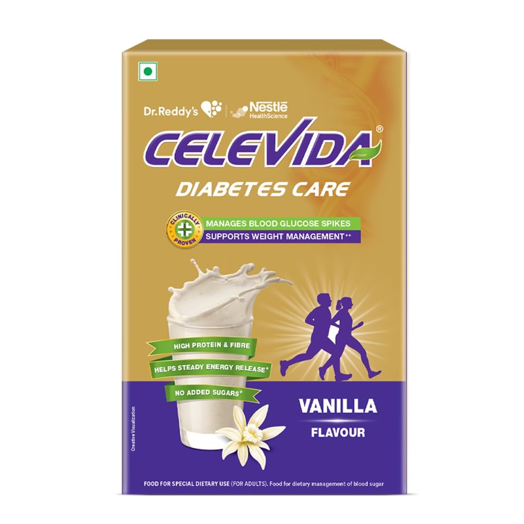 Celevida Protein Powder Drink for Diabetes Management by Dr. Reddy’s | Vanilla Flavour | No Added sugar | Plant based | For Sugar control, Weight Management & Immunity Support | 400gm BIB