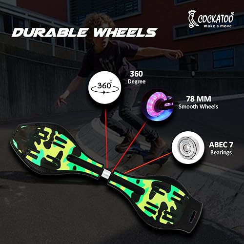 Image of Wave Board Waveboard with Carry Bag, LED Flash Colorful Lights in 2 Wheels Skateboard, Outdoor Skateboard for Kids(Standard Size.