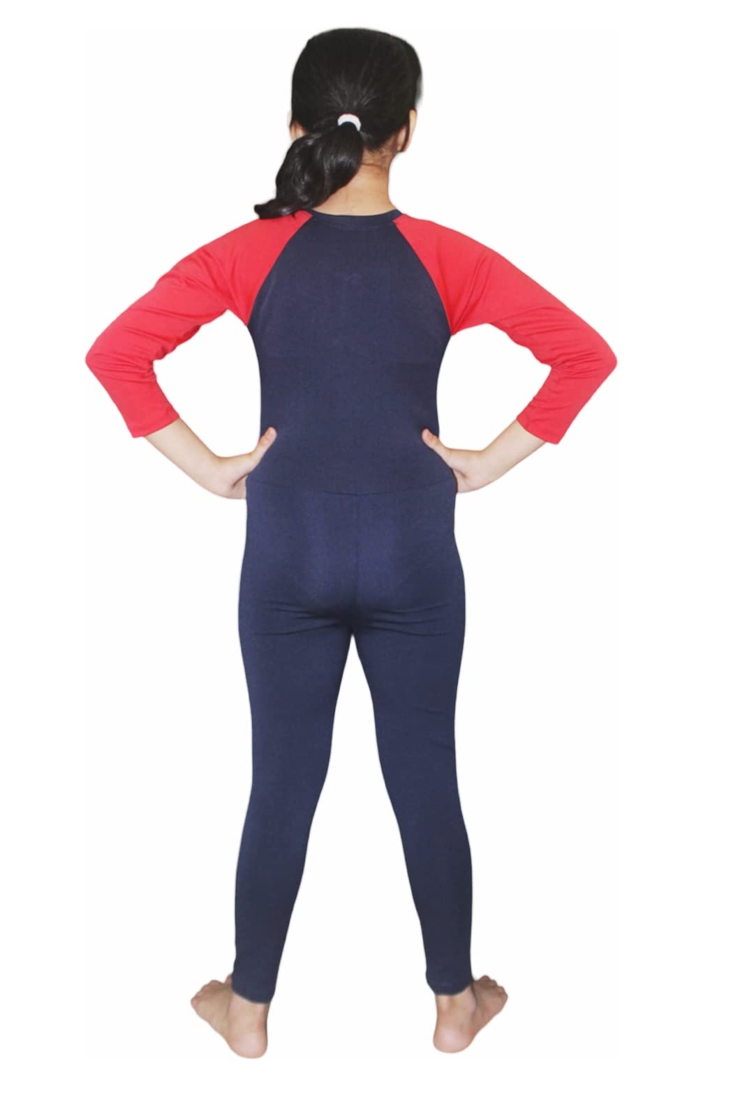 Aqua Holic Spandex Girls Full Swimsuit| Stylish & Comfortable, Attractive Design, Multi-Purpose, Long-Lasting | Ideal for Casual Outing(Red-Blue) 30 2