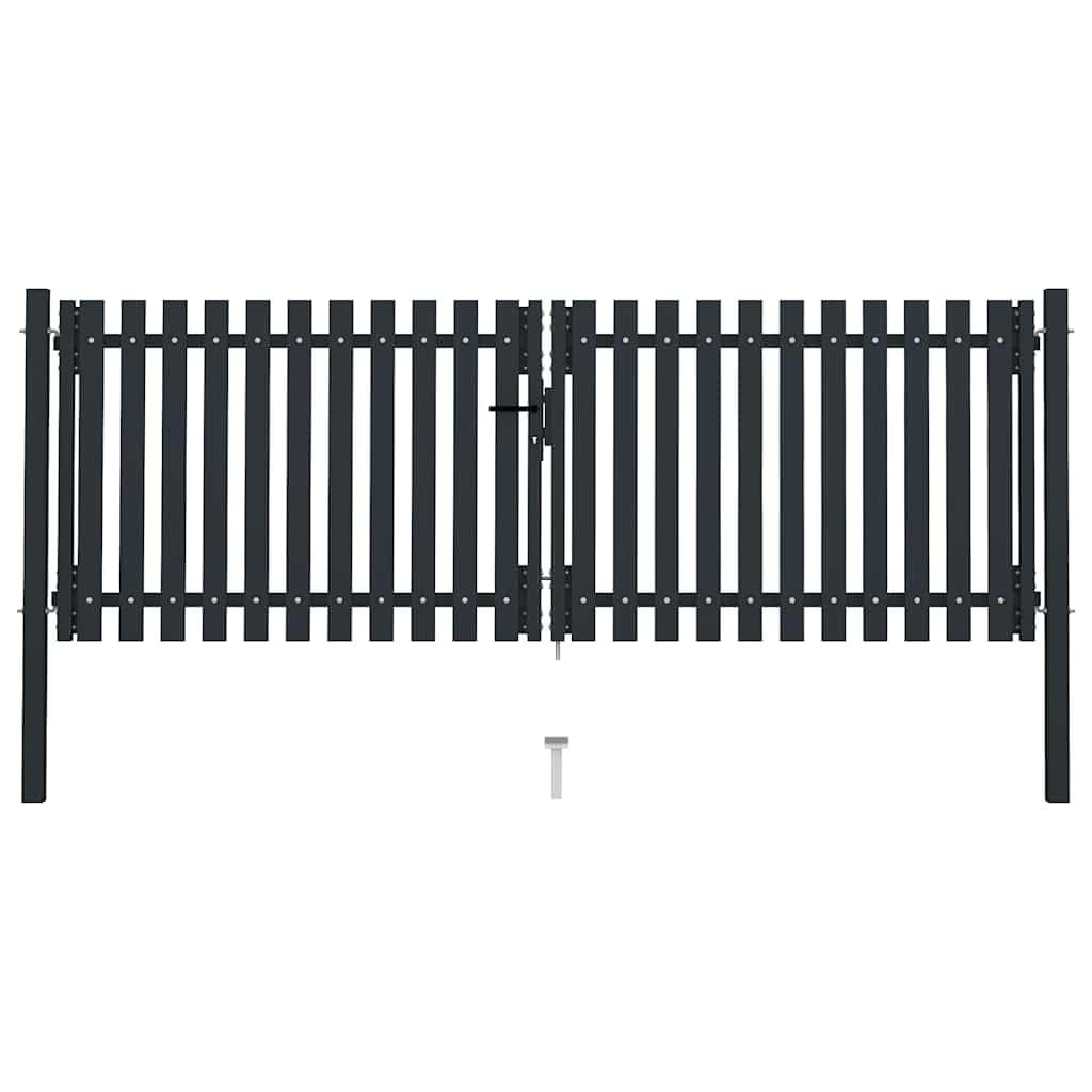 vidaXL Cancello per Recinzione a doppia Porta in Acciaio 300x125 cm Antracite