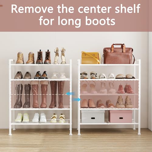Image of 5 Tier Shoe Rack,Metal Shoe Storage Organizer Shelf for Closet,Entryway, Garage,Narrow Space(White, 5 Tier)