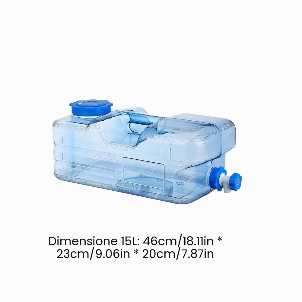 Starnearby Tanica per Acqua con Rubinetto 6L-18L, Serbatoio per Acqua Potabile, Bidone Acqua con Rubinetto, Contenitore per Acqua da Campeggio con Tubo di Prolunga e Spazzola (15L)