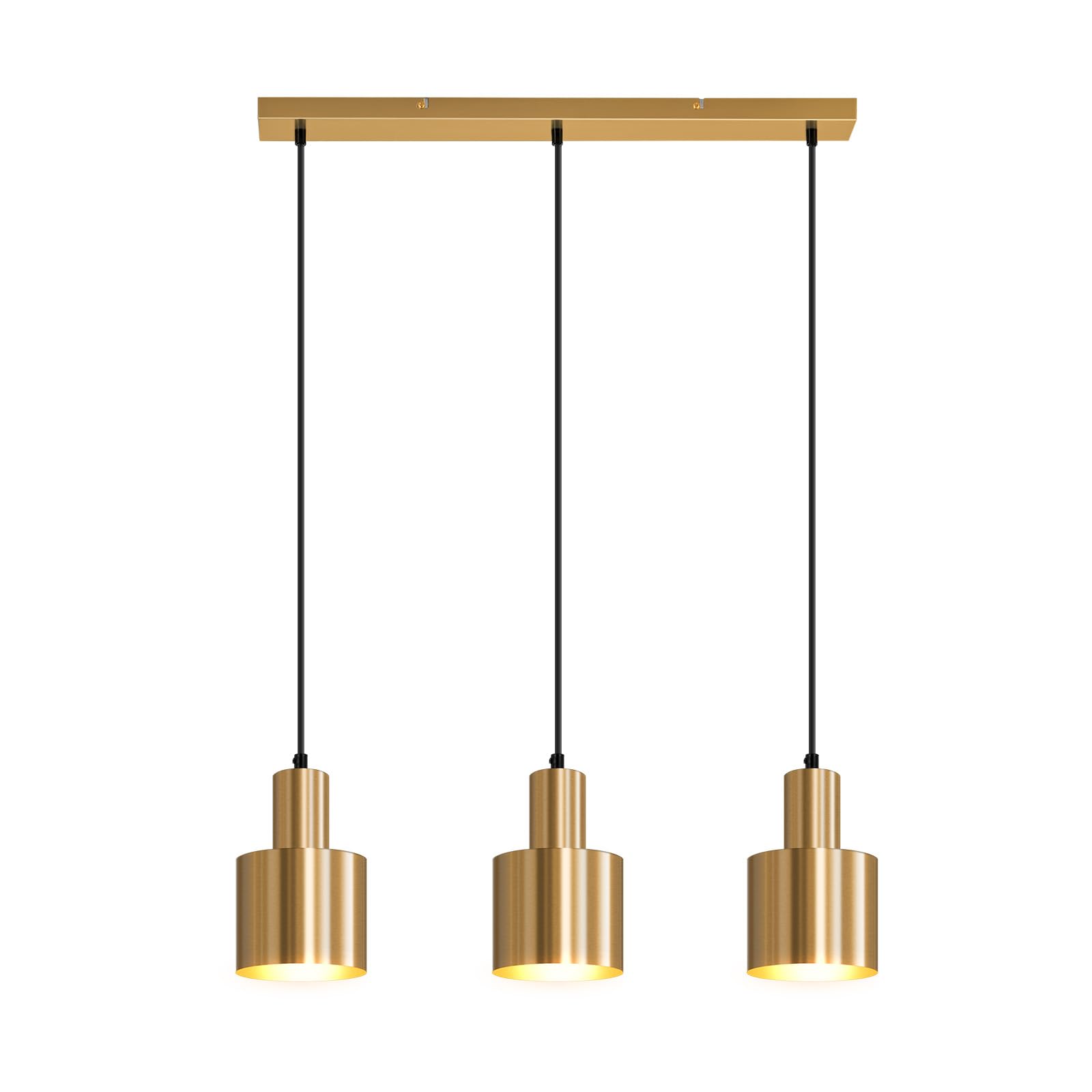 Lámpara Colgante Moderna Dorada de Metal, E27 de 3 Luces, para | Comedor, Salón e Isla de Cocina