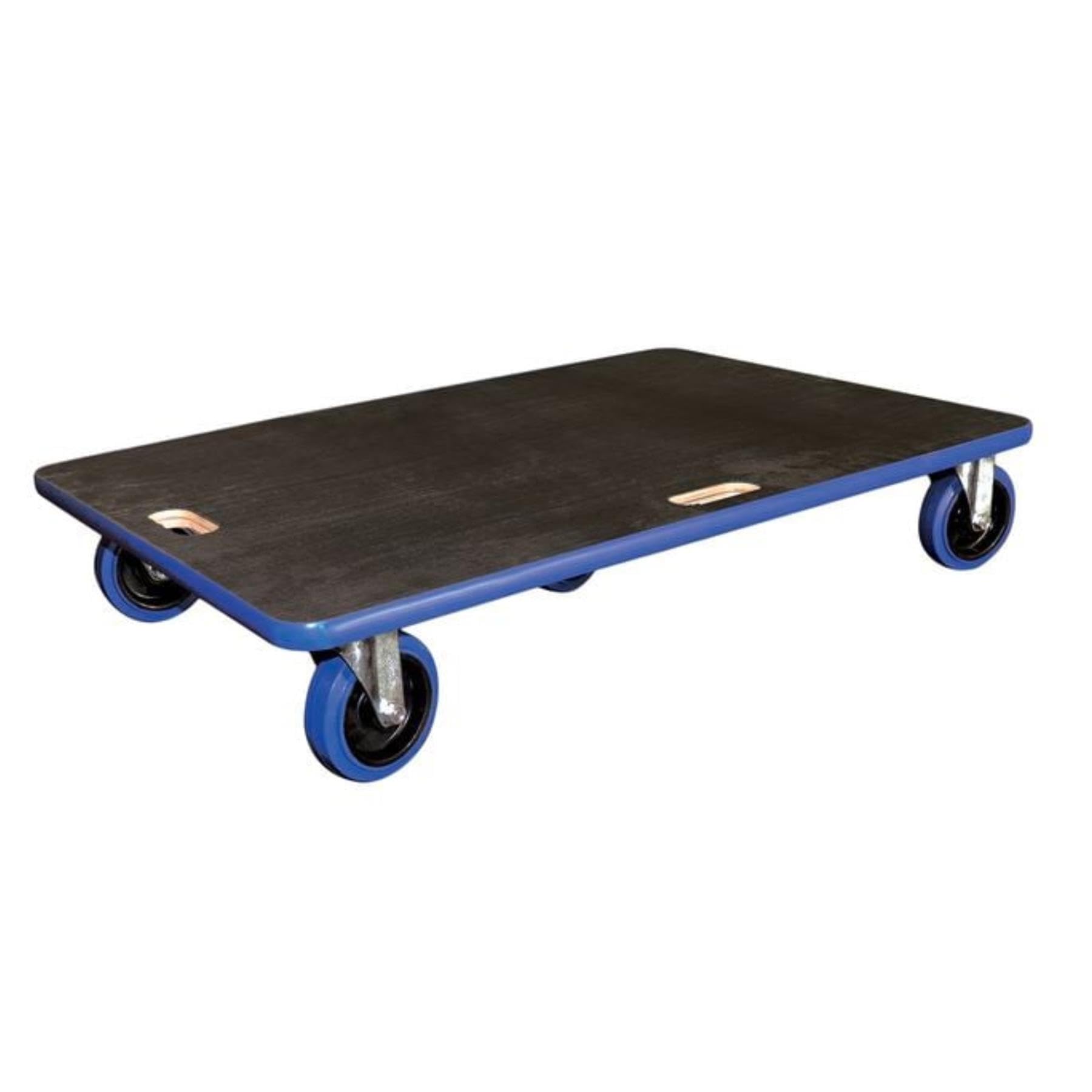 Move It Xcalibur Heavy Duty Wooden Dolly Trolley 90x60cm, 600kg Load Capacity, Large Non-Slip Platform Cart with 5 Blue Elastic Rubber Swivel Castors, Extra Centre Wheel Support