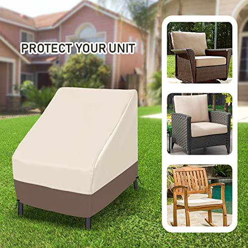 Roastove Waterproof Patio Chair Covers, Lounge Deep Seat Cover, Heavy Duty And Waterproof Outdoor Lawn Patio Furniture Covers,Beige & Brown, Fits Up To 30W X 32D X 32H Inches(2Pack)… #TOP5