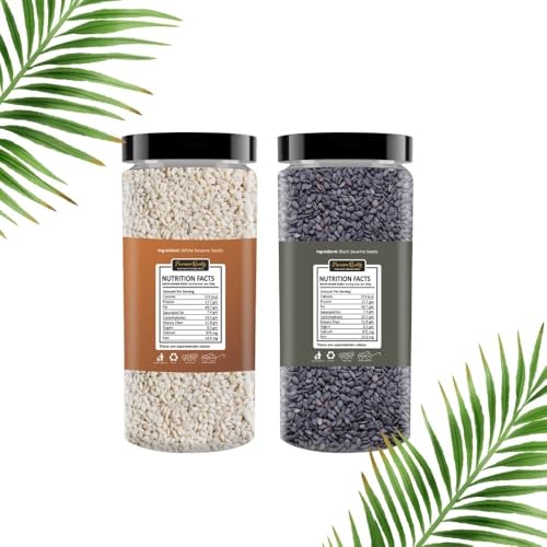 Image of BOKF Black Sesame Seeds (Kale Til) + White Sesame Seeds Combo Pack | 100% Natural & Raw | Rich in Calcium, Iron & Fiber | Traditional & Healthy Superfood (250 g + 250 g)