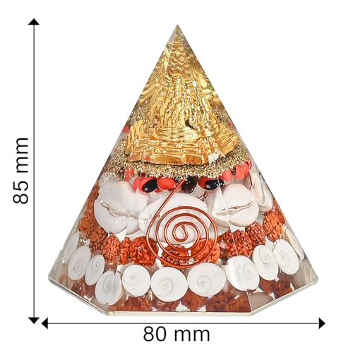 Image of ZAICUS Orgonite Laxmi Pyramid with Shri Yantra for Home Decor | Shri Yantra, Rudraksha & Gomti Chakra, Decorative Gift for Festive Occasions