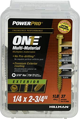 Power Pro 37 Pc Multi-Material Hex Washer Head Screws (1/4" x 2-3/4") con Cabeza Hexagonal y Sistema Torx, Tornillos Autoperforantes para Madera, Metal, Concreto, Drywall y Plástico miniatura 4