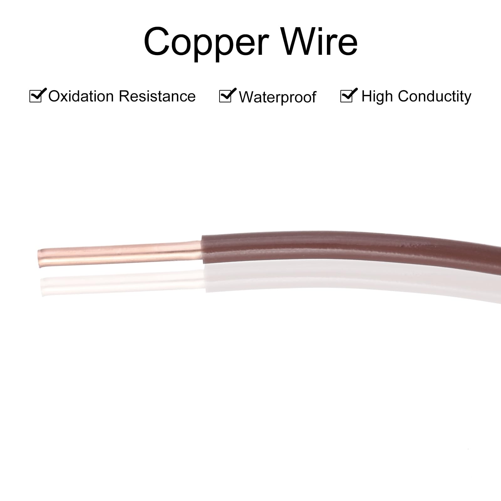 QUARKZMAN 200 Fuß Elektrischer Draht Isoliert Massivkupfer 14AWG Anschlusskabel THHN Draht Wohnbereich Industrie Erdung Elektrisch Bewertet Für 600 Volt UL Gelistet Braun