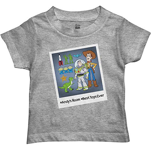 Disney Toy Story Classic Shirt - Buzz Lightyear and Sheriff Woody Tee - Toy Story T-Shirt (Grey Heather, 5T)