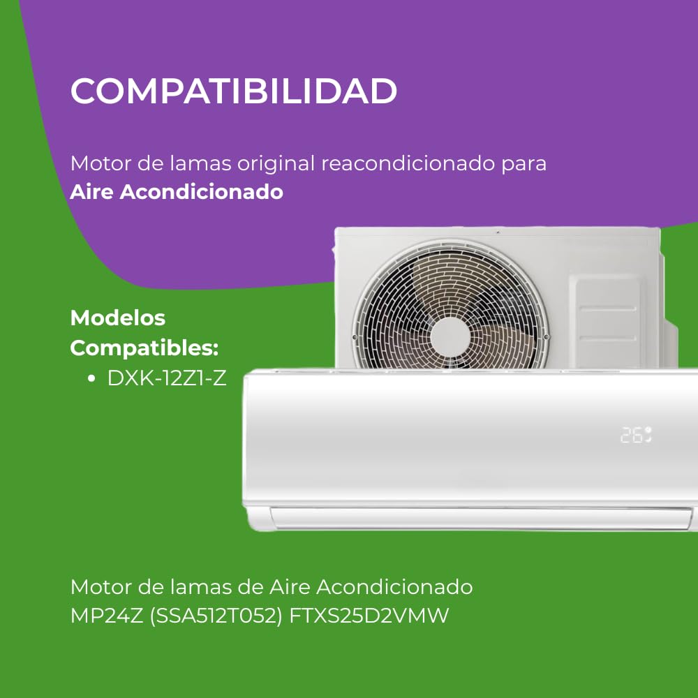 Motor de Lamas Aire Acondicionado MP24Z (SSA512T052) - Pieza de Repuesto Original Reacondicionada para Unidad Interior - Movimiento Silencioso - Fácil Instalar - Garantía 1 Año