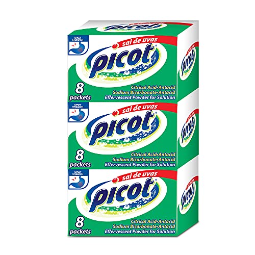 Sal de Uvas Picot Effervescent Powder Solution Antacid 0.17 Oz 3-Pack of 8 Packets 3 Boxes.