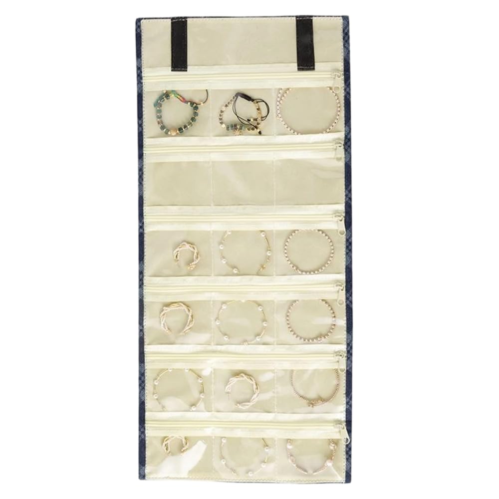 Dongker 18 Compartments Travel Jewellery Organizer Roll, Foldable 18/9-Compartment Jewellery Case With Zippered Pockets For Necklaces, Earrings, Rings, Bracelets Brooches