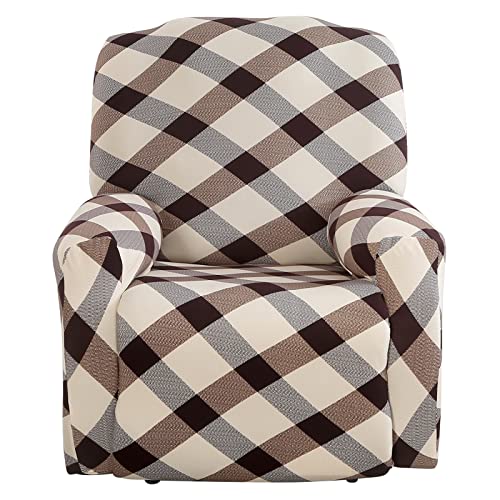 Searchi Stretch Recliner Slipcovers, 4-Pieces Soft Recliner Chair Covers, Lazy Boy Recliner Covers Furniture Protector With Elastic Bottom, Side Pocket (Recliner, Buffalo Plaid) #TOP7