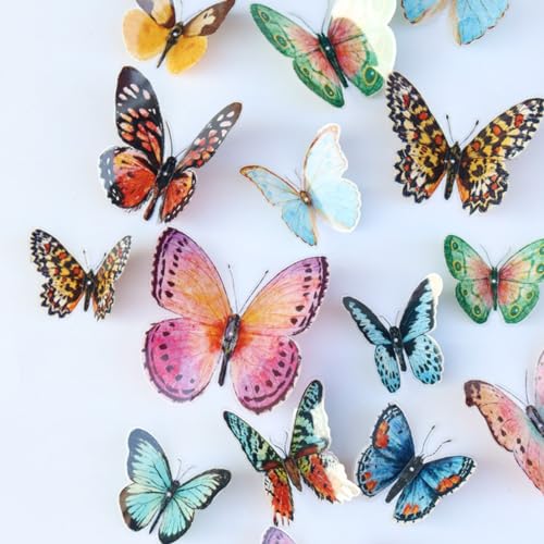 KARLOR Lot de 36 papillons décoratifs en 3D - Décoration murale - Pour chambre à coucher, mariage, Saint-Valentin, fête