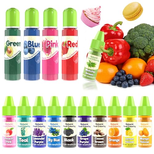 Natural Food Coloring - 15 Colors Liquid Natural Food Dye for Baking, FD&C & Artificial Dye Free Food Coloring for Cake, Cookie, Icing, Easter Eggs, Fondant,...