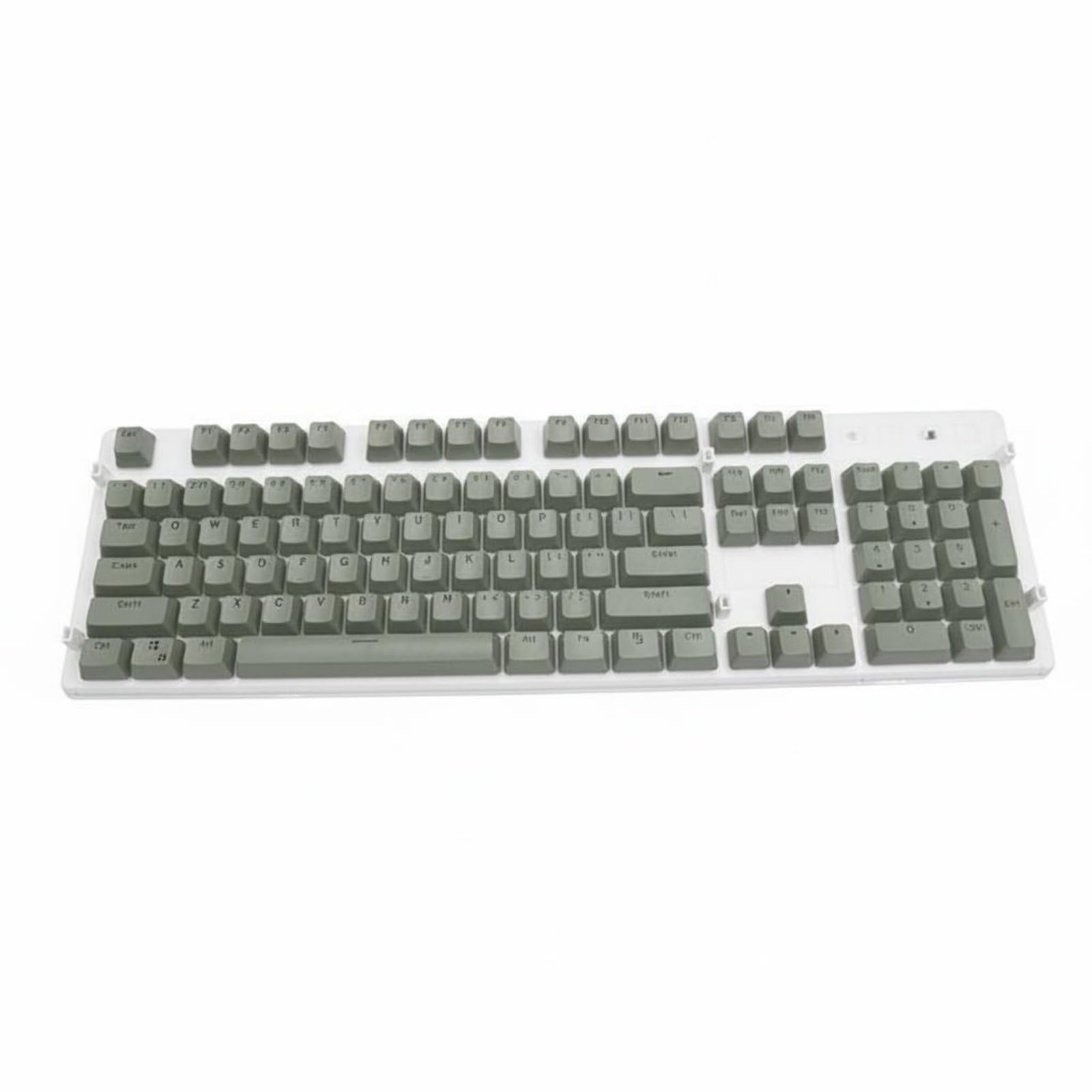 113 Pieces Glow-Through-Through Design Double-Molded ABS Keycaps Wide Compatibility Mechanical Keyboard Keycaps OEM Profile Keycap Set for Gamers, Light Gray Black-image-46