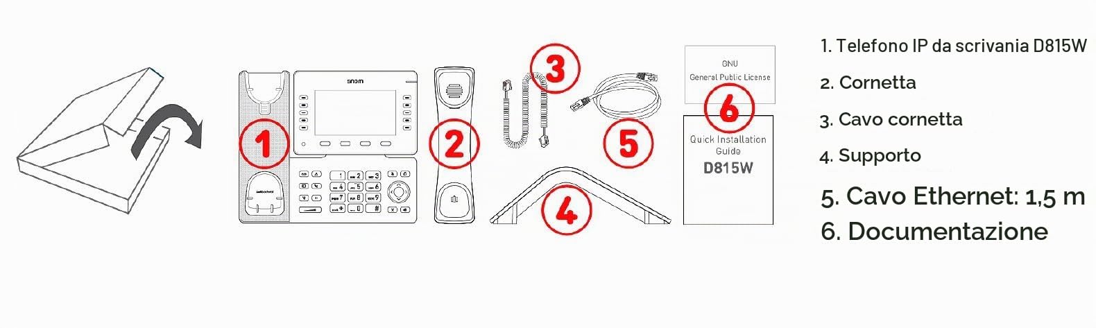 Snom D815W Telefono da scrivania wireless - Display a colori IPS da 5", 10 tasti funzione, Wi-Fi dual-band - Telefono VoIP professionale per aziende e uffici, compatibile con sistemi telefonici comuni