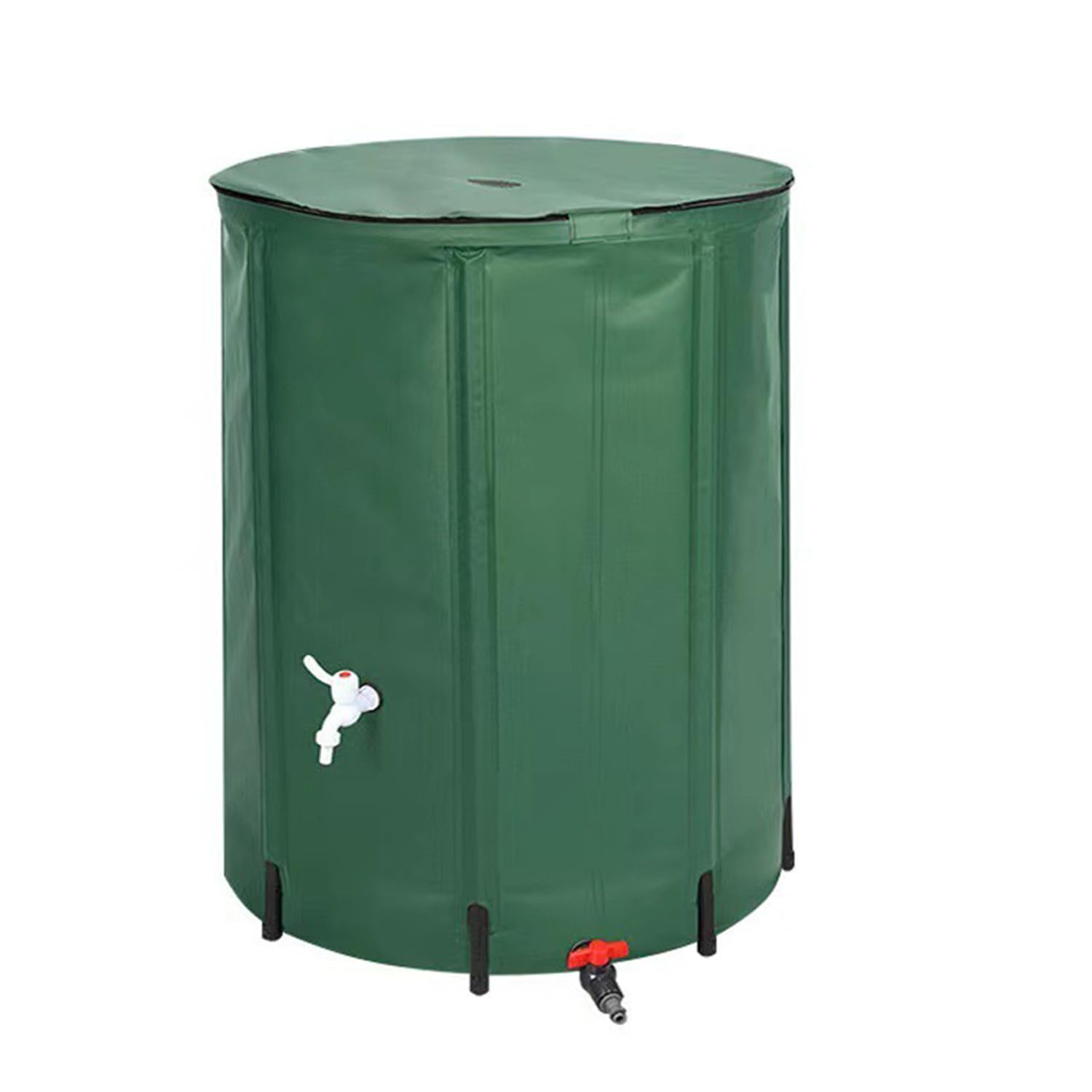 Depósito de recolección de agua de lluvia de 380 L con filtro de malla y grifo, anticorrosión, resistente al moho, a prueba de grietas, ideal para riego de jardín, solución de almacenamiento de agua