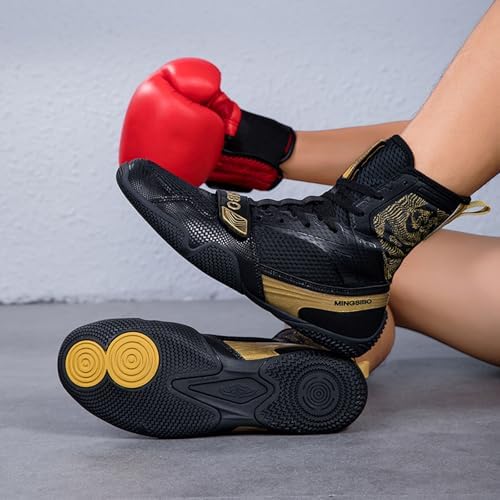 Zapatillas de Boxeo para Hombres y Mujeres, Transpirables, Lucha, Fitness, cómodas, Antideslizantes, para Culturismo y competiciones,Oro,39 EU