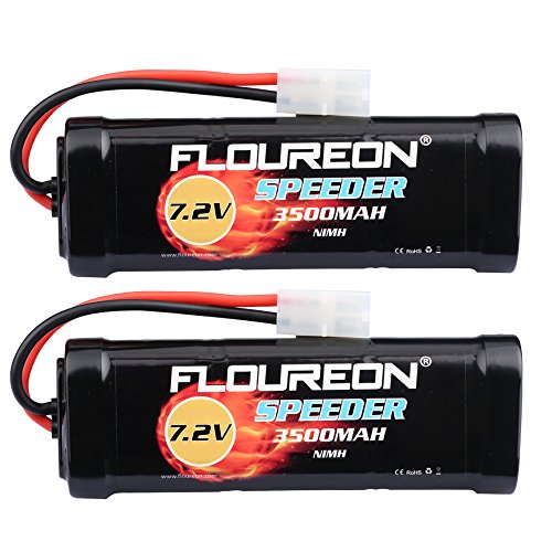 Floureon NiMH Battery 6 Cell 7.2V 3500mAh Lipo Battery Tamiya Plug for Redcat