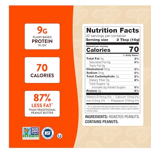 Image of PBfit 24 Ounce Simply Peanut Powdered Peanut Powder, No Added Sugar or Salt, Non-GMO, Plant-Based, Gluten-Free Protein Powder, 9g of Protein 9% DV (Pack of 4)