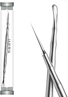 JAXIRIA 2-in-1 Stainless Steel Blackhead Remover Tool - Pointed Acne Extractor for Face Nose Whitehead Popping, Anti-Slip Pain-Free Design