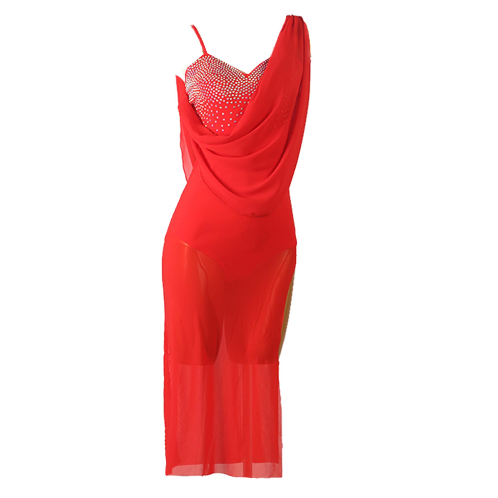 Damen Lyrisch Tanzkleid Ballettkleid Ärmellos Pailletten Trikot Mit Wickelrock Modern Contemporary Tanzkostüme Bühnenanzug