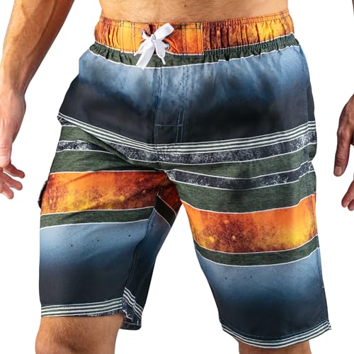 Image of Kanu Surf Men's Big Viper Extended Size Stripe Swim Trunk