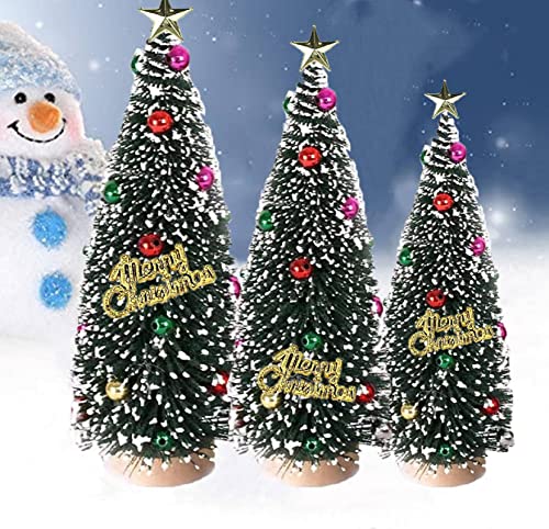 SunAurora 3 pcs Mini Árbol de Navidad, Árbol de Navidad Artificial, Pequeño Árbol de Navidad con Bases de Madera para Decoración de Escritorio de Oficina en Casa Decoración Cover