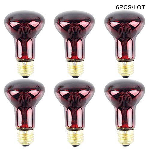 Preisvergleich Produktbild Kuccy Infrarotlampe, 40W Infrarot-Reflektorlampe Infrarot-Sparlampe Glas Infrarot Lampe Infrarotstrahler Licht Schönheit Physiotherapie Rot Leuchtmittel E27 Glühbirne 6.3CM*10CM,6