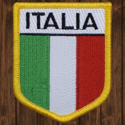 Paddy's Patches Italy Italia, Mediterranean, Rome Europe Iron On Patch 3' x 2' - Embroidered Patches - Embroidery Badges - Applique Badge for Ironing onto Jackets, Backpacks, Hats, Caps, & Jeans