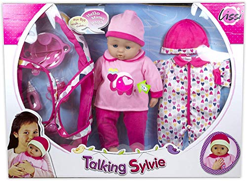 Muñeca bebé parlante de 16 pulgadas con accesorios miniatura 2