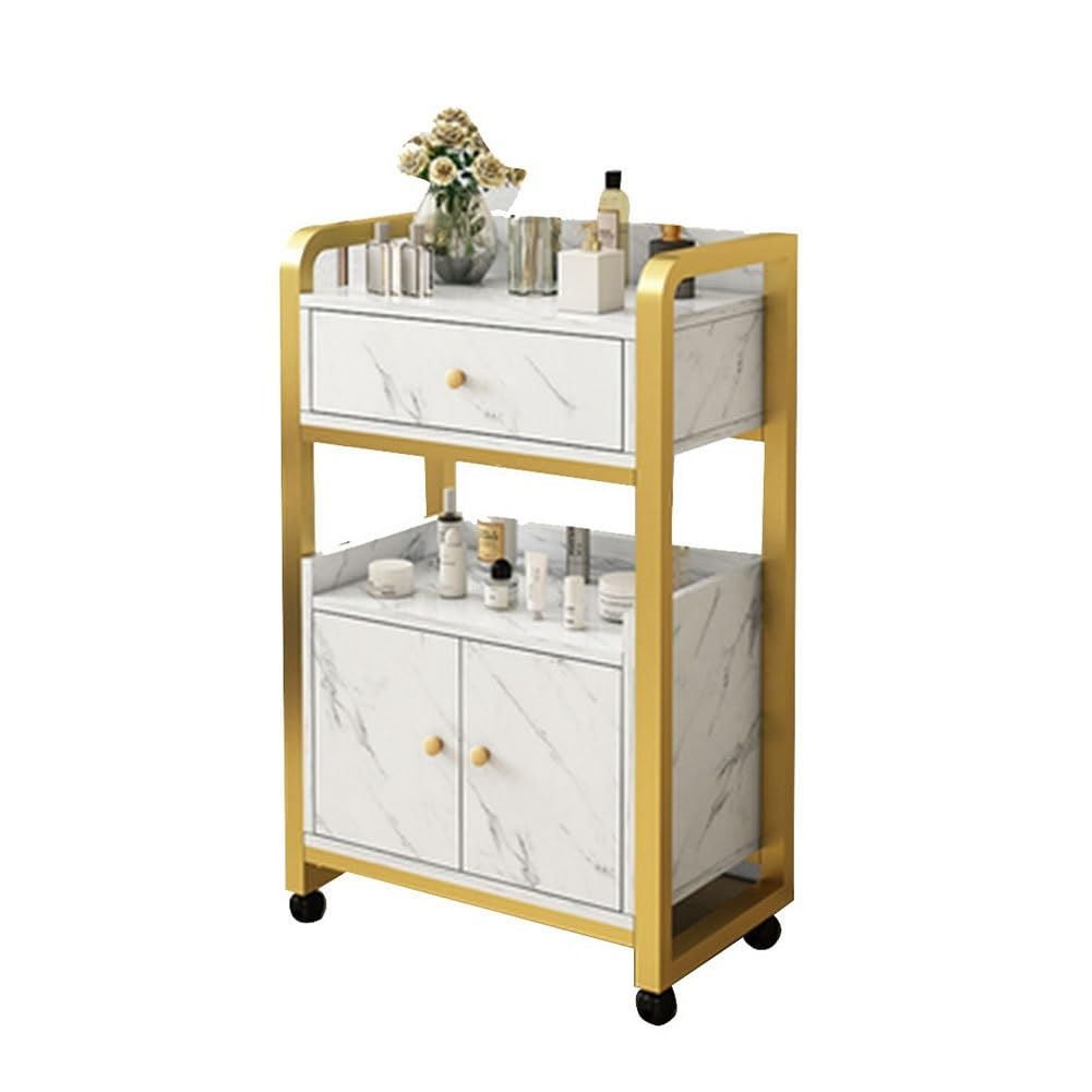 JKJZSALJ Salon Trolley Storage Hairdresser Trolley On Wheels Mobile Hairdressing Cabinet Slide Out Utility Cart Shelving Units Multiple Utility Storage,F,80x44x34cm
