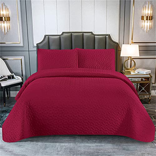 DZYP Boutis Couvre Lit Piquage Dessus de Lit Matelassée Cousue Couvre-lit en Microfibre Réversible Léger Moderne Anthracite Jeté de Lit (Rouge,264X228cm)