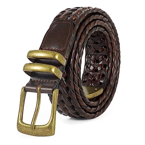 Braided Genuine Leather Belt – Handwoven Style for Golf, Jeans, or Casual Wear