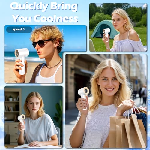 Portable Handheld Turbo Fan-20000 RPM High Speeds Rechargeable Personal Cooling Fan with 5 Speed Levels, Digital Display, 10m/s Max Airflow, Mini Fan for Travel,Outdoor, Gift for Women Men, White - Image 9