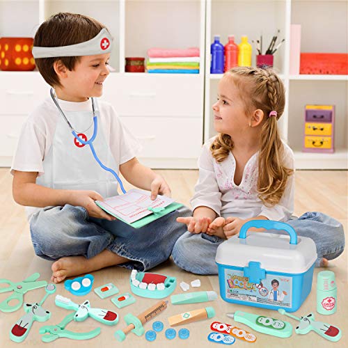 Arztkoffer Kinder Holz Doktor Spielzeug mit Stethoskop Kinder Blau Rollenspiel Geschenk ab 3 4 5 6 Jahren Jungen Mädchen… – Bild 7
