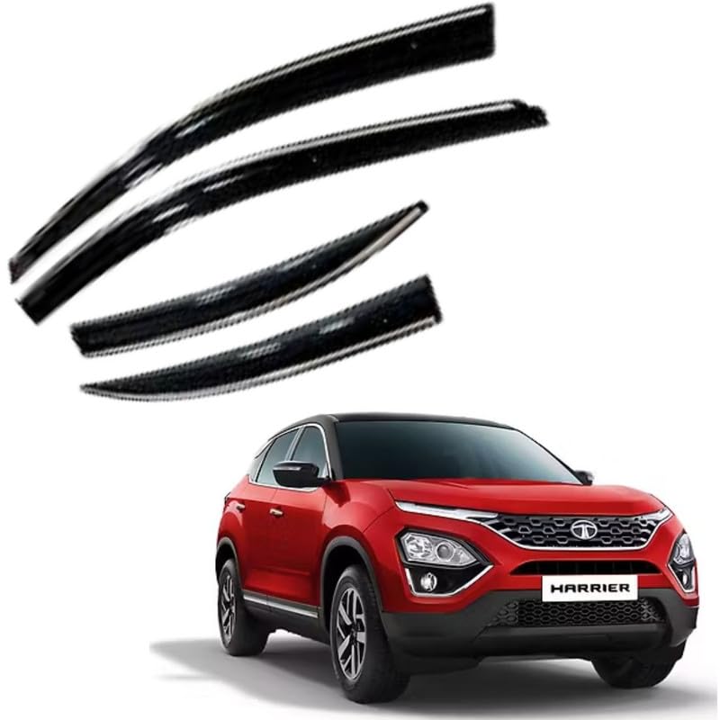 Image of CAR SAAZ Chrome Line Door Visor for Harrier(2019-2023)(Set of 4Pcs) | Window Rain Guard | Wind Deflector