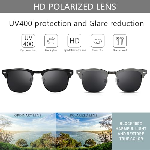 Image of SUNGAIT Polarized Sunglasses for Men and Women, Classic Half-Frame Retro Shades for Driving, Travel, and Outdoor Activities