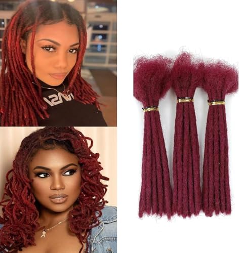 Dreadlock Extension Human Hair 10 Inch 0.6cm Thickness Bug Color 30 Strands Real Human Hair for Man/Women Handmade Permanent loc Extensions Bundles Can Be Curled Twisted