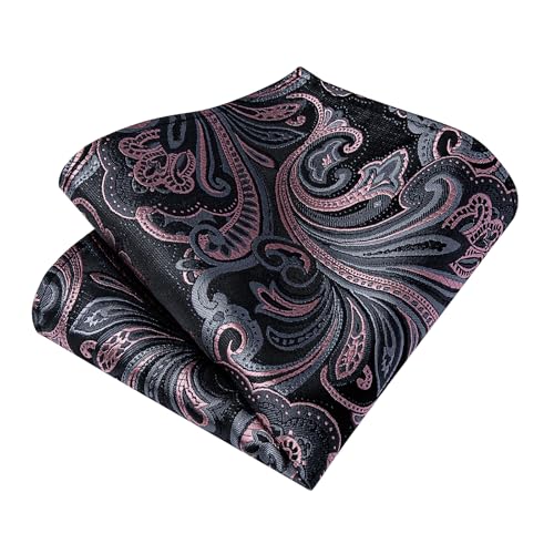 Image of DiBanGu Silk Ties for Men Necktie and Lapel Pin Brooch Set Formal Woven Paisley Plaid Striped Solid Tie Wedding Party