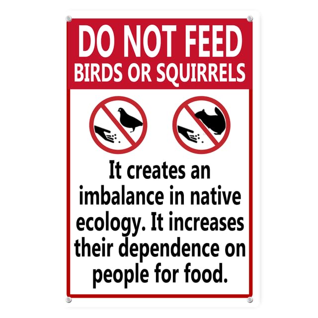 Horienteeon Do Not Feed Birds Or Squirrels - It Creates An Imbalance In Native Ecology Sign 20cm×30cm, Sturdy Aluminum Metal Signs, Do Not Feed The Animals Sign for Park Zoo Farm