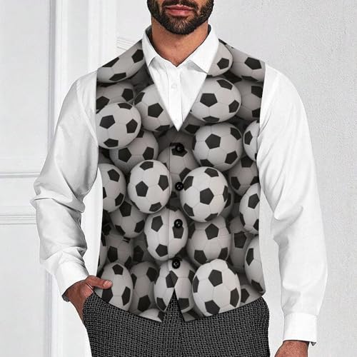 Football Men's Suit Vest Slim Fit V-Ncek Waistcoat Business