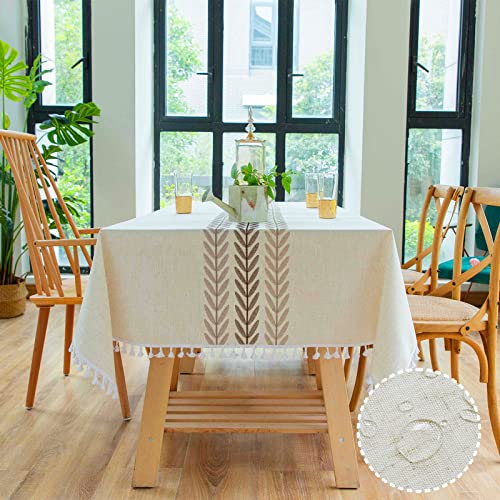 Nappe jacquard pur coton blanc blanc Mille charmes blanc