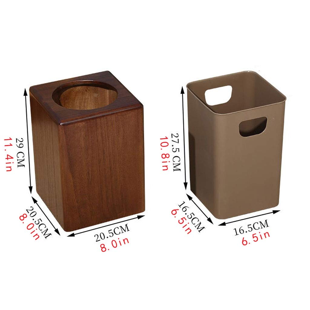 Abfallbehälter Chinesische Altpapier Korb Retro Mülleimer Home Wohnzimmer Küche Kreative Holz Büro Lagerplatz Square Mülleimer (Color : B)