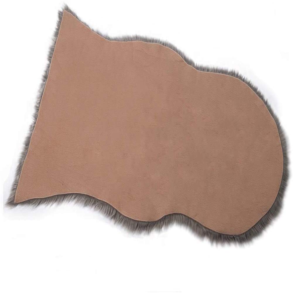 Tapis Simili Peau de Mouton Antidérapant Tapis en Fourrure synthétique,Fluffy Longhair Coussin de Chaise Canapé Natte Carpette Moelleuse pour Chambre à Coucher Salon,Gris,60 * 90cm