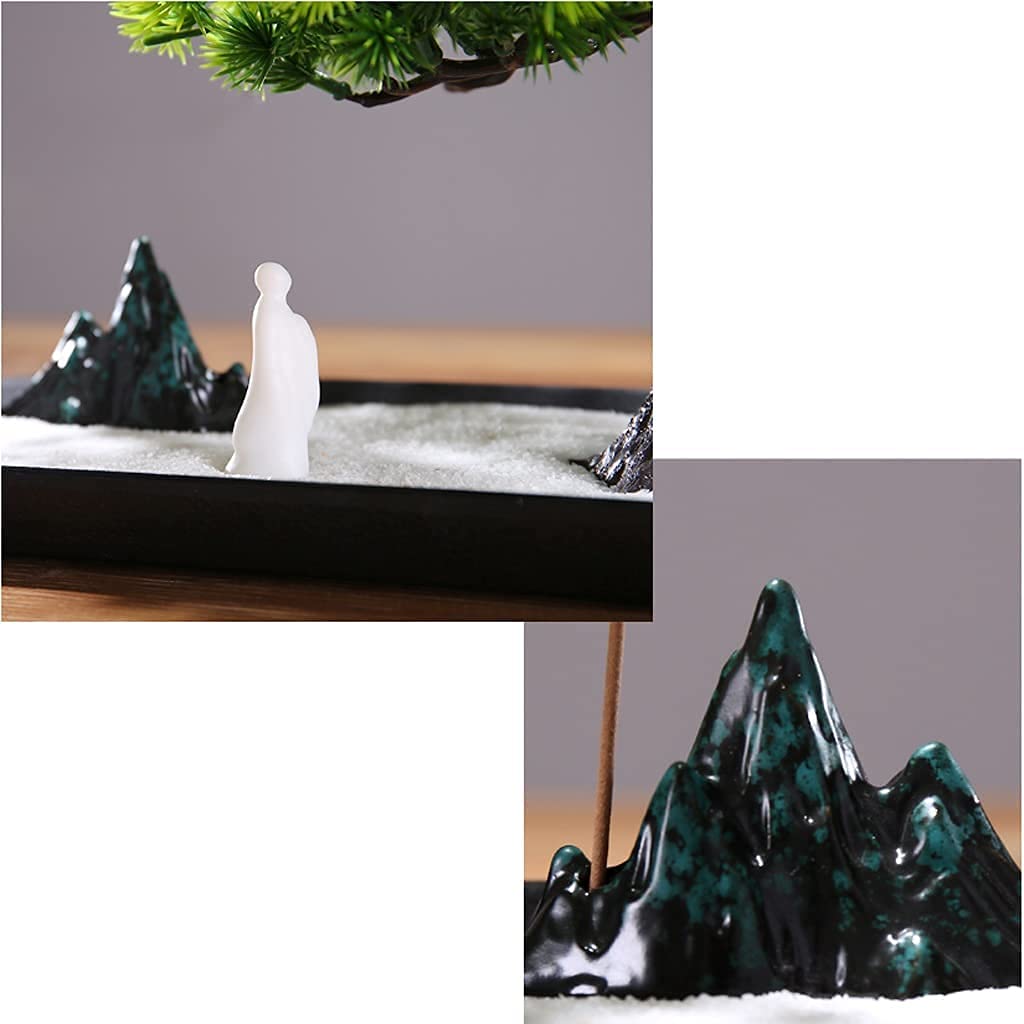 Bonsaï Artificiel avec rocaille en céramique et Cristal Blanc Sable Zen Arbre Artificiel pour Salon décor Fausse Plante