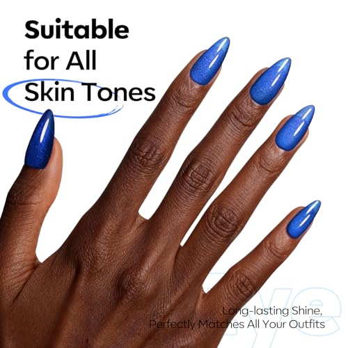 Image of modelones Cat Eye Gel Nail Polish, Glitter Blue Magnetic Nail Polish with Magnet Soak Off U V Winter Gel Polish Shimmer Nail Art Top Coat Manicure Salon DIY