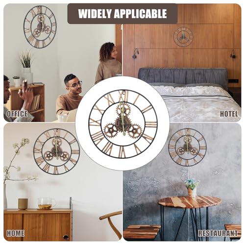 Horloge murale solide en fer ronde style américain durable - 4